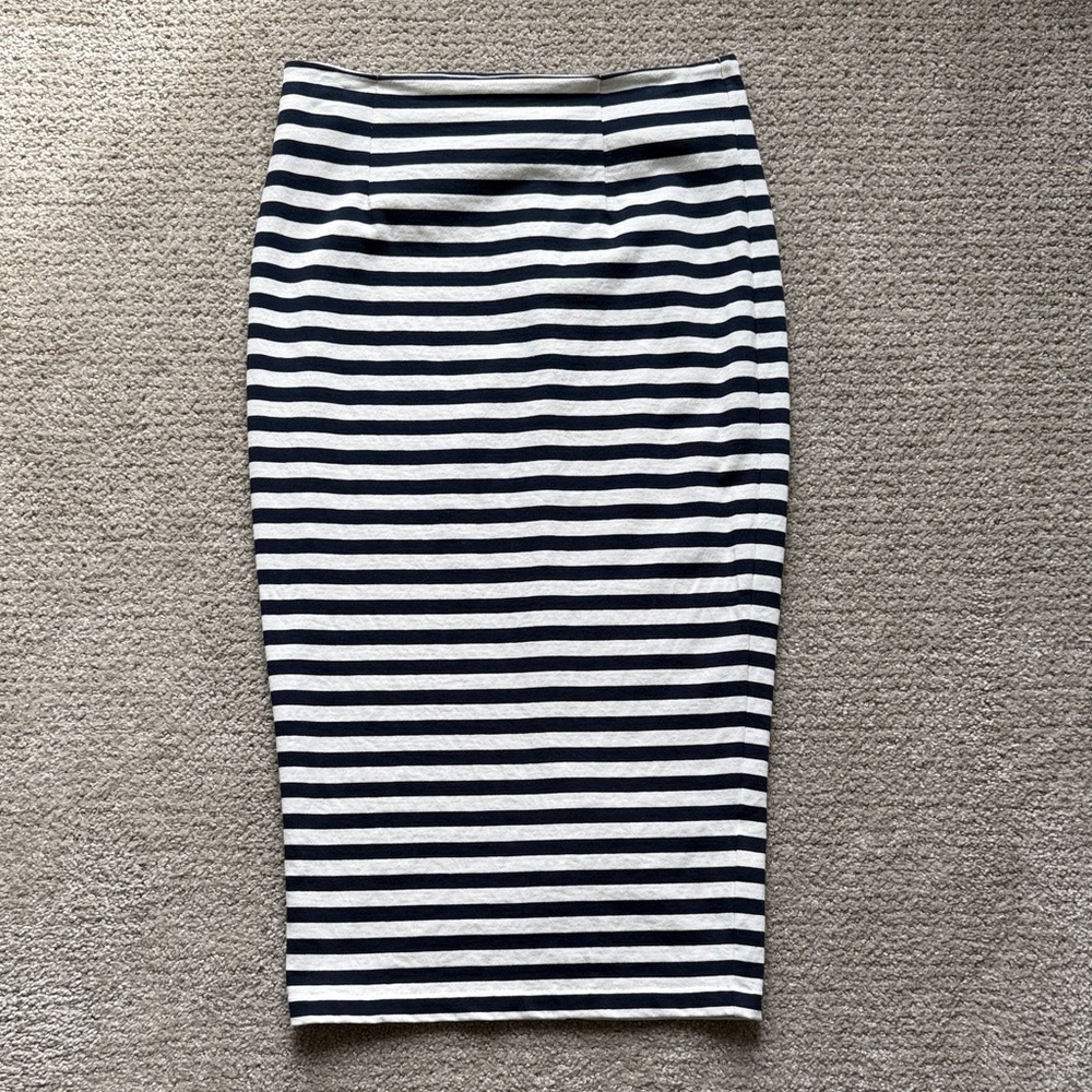 J. Crew Navy and White Striped Pencil Skirt